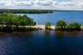 Aerial view of lighthouse on Pulkkilanharju Ridge at lake Paijanne, Paijanne National Park, Finland