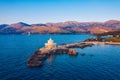 Aerial view of Lighthouse of Saint Theodore in Lassi, Argostoli, Kefalonia island in Greece. Saint Theodore lighthouse in