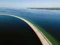 Aerial view of the lighthouse surrounded by algal bloom Royalty Free Stock Photo