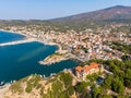 Aerial view of Limenaria town in Thasos, Greece