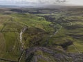 Aerial view of the Limestone pavement on top of Malham Cove