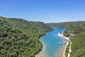 An aerial view of Limski Kanal, Istria, Croatia