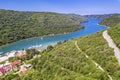 An aerial view of Limski Kanal, Istria, Croatia