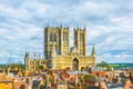 Aerial view of the lincoln cathedral, England