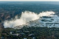 Aerial view of line of Victoria Falls Royalty Free Stock Photo