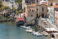 Aerial view of Lipari harbor, Aeolian Islands near Sicily, Italy