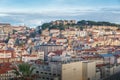 Aerial view of Lisbon City and Saint George Castle Castelo de Sao Jorge - Lisbon, Portugal Royalty Free Stock Photo