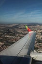 Aerial view of Lisbon landscape from a plane in a clear day