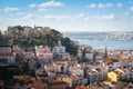 Aerial view of Lisbon with Saint Georges Castle Castelo de Sao Jorge - Lisbon, Portugal Royalty Free Stock Photo