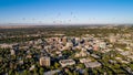 Aerial view of little Boise Idaho with hot air balloons over the Royalty Free Stock Photo