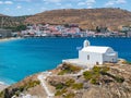 Aerial view of the little chapel of Agios Giorgios at Korissia Kea, Tzia island