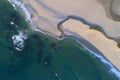 Aerial view of little river estuary in the North of Portugal Royalty Free Stock Photo