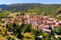 Aerial view of little village Cucugnan in the Aude area Royalty Free Stock Photo