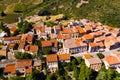 Aerial view of little village Cucugnan in the Aude area Royalty Free Stock Photo