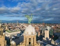 Aerial view of the Liver Bird on the Royal Liver Building, stunning Sunset, Liverpool, Merseyside Royalty Free Stock Photo