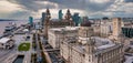 Aerial view of the Liverpool skyline in United Kingdom Royalty Free Stock Photo