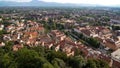 Aerial view of Ljubljana, capital of Slovenia, red roofs of old European city Royalty Free Stock Photo