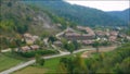 Aerial view of Llanars village.4k Resolution.Time lapse.Tilt-shift effecct