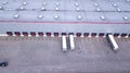 Aerial view on loading bays in distribution center. Aerial Royalty Free Stock Photo