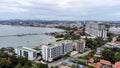 Aerial view of local Asian fishing boats