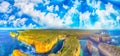 Aerial view of Loch Ard Gorge and Island Arch, Port Cambell - Au