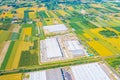 Aerial view of the logistics park with warehouse, loading hub Royalty Free Stock Photo