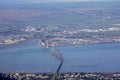 Aerial view of Loire, clouds, saint nazaire atlantic ocean marsh sky Royalty Free Stock Photo