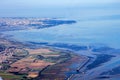 Aerial view of Loire, clouds, saint nazaire atlantic ocean marsh sky Royalty Free Stock Photo