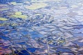 Aerial view of Loire, clouds, saint nazaire atlantic ocean marsh sky anf morning fog Royalty Free Stock Photo