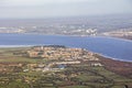 Aerial view of Loire, clouds, saint nazaire atlantic ocean marsh sky anf morning fog Royalty Free Stock Photo