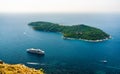 Aerial view of Lokrum Island in the Adriatic Sea near Dubrovnik, Croatia Royalty Free Stock Photo