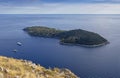 Aerial view of Lokrum island near Dubrovnik Royalty Free Stock Photo