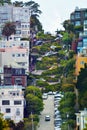 Aerial view of Lombard Street in San Francisco, California Royalty Free Stock Photo
