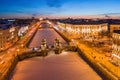 Aerial view on Lomonosov Bridge over the Fontanka River in St. Petersburg. Winter night Royalty Free Stock Photo