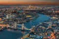 Aerial view of London during evening time