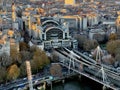 Aerial view from the London Eye, a view of the Charing Cross Train Station, London at sunset Royalty Free Stock Photo