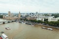 Aerial view from London eye: Westminster Bridge, Big Ben and Ho Royalty Free Stock Photo