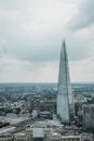 Aerial view of London skyline and the Shard, London, UK.