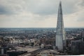 Aerial view of London skyline and the Shard, London, UK.