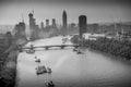 London, England, August 27th, 2019: Aerial view of London skyline with Westminster Bridge, Big Ben and the Houses of parliament in Royalty Free Stock Photo