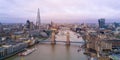 Aerial view of London and the Tower Bridge Royalty Free Stock Photo