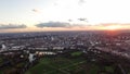 Aerial View London Urban Cityscape with Beautiful Dusk Sky Clouds in Regent`s Park