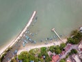 Aerial view look down fishing boat park Royalty Free Stock Photo