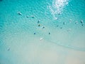 An aerial view of surfers at the beach Royalty Free Stock Photo