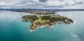 Aerial view of the lookout point where people watch for whales in Eden, NSW, Australia.