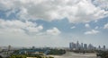 Aerial view of Los Angeles skyline from Elysian Park under blue cloudy sky Royalty Free Stock Photo