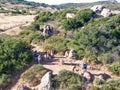 Aerial view of Los Penasquitos Canyon Preserve with tourist and hikers looking at the view, San Diego