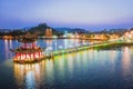 Aerial view Lotus Pond at night. kaohsiung city. Taiwan Royalty Free Stock Photo