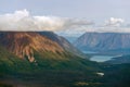 Aerial view of Louise Lake and Kathleen Lake in Kluane National Park, Yukon, Canada Royalty Free Stock Photo