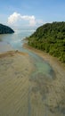 Aerial view low tide near coastal Pulau Aman